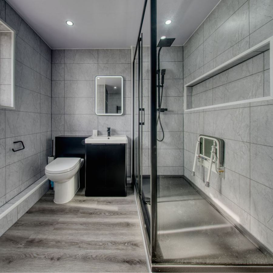 Modern walk-in shower renovation